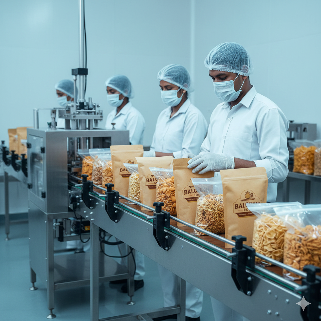 Hygienic packaging process at BalGokul Foods