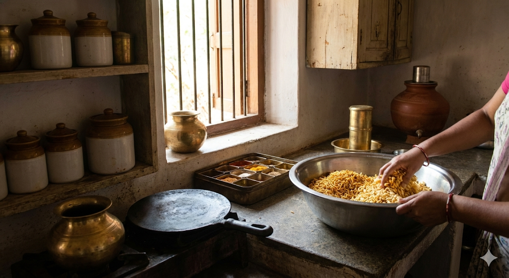 traditional masala sev murmura preparation